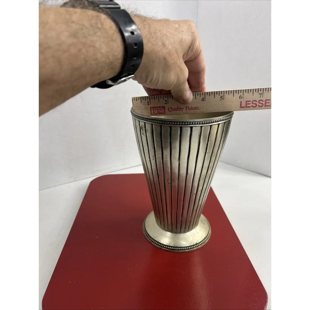VTG‎ Trumpet Vase Silver Plate Over Copper Heavy 9